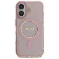Guess GUHMP16SHFGEREP iPhone 16 6.1" rožinis/rožinis kietas dėklas IML Glitter Circle Magnetinis