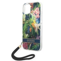 Guess GUOHCP14MHFLSB iPhone 14 Plus 6.7 "mėlynas/mėlynas kietas dėklas Gėlių dirželis