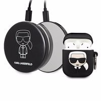 Karl Lagerfeld Ikonik dėklas AirPods + išorinė baterija - juoda