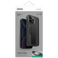 Uniq Heldro Mag Magclick įkrovimo dėklas telefonui iPhone 15 Pro Max - juoda