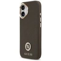 GUESS dėklas telefonui IPHONE 17, suderinamas su MagSafe GUHMP17SPGCRMDEW (PU W/ Grained Strass Logo) rudas