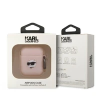 Karl Lagerfeld KLA2RUNCHP AirPods 1/2 dėklas rožinis/rožinis silikoninis Choupette galva 3D