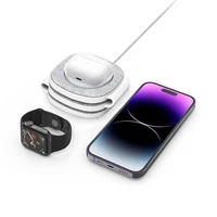 Tech-Protect QI15W-A32 3 viename indukcinis įkroviklis su MagSafe išmaniesiems telefonams / Apple Watch / AirPods - pilkas