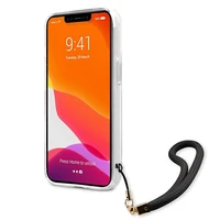 Guess GUHCP13MKCABBK iPhone 13 6.1" juodas/juodas kietas dėklas Camo Strap Collection