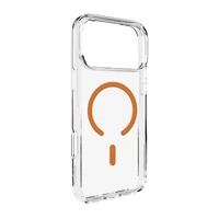 Puro Lite Mag TPU+PC magnetinis dėklas telefonui iPhone 17 Pro - permatomas su oranžiniu žiedu