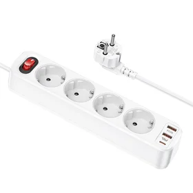 Maitinimo juosta 1,8 m Hoco 4 lizdai + 2 x USB A + USB C QC3.0 PD 3A 20W NS1 balta