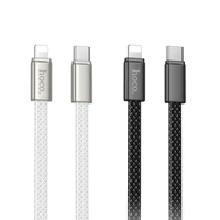 Plokščias kabelis USB C į Lightning Hoco PD 30W 1 m X125 juodas