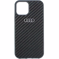 Audi anglies pluošto iPhone 11 / Xr 6.1" juodas/juodas kietas dėklas AU-TPUPCIP11-R8/D2-BK