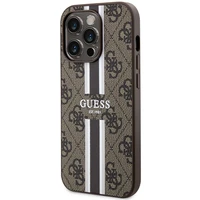 Guess 4G Printed Stripes MagSafe dėklas telefonui iPhone 15 Pro - rudas