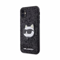 Karl Lagerfeld KLHCN61G2CPK iPhone 11 / Xr 6.1" juodas kietas dėklas Blizgučiai Choupette Emblema