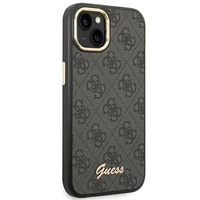 Guess GUHCP14SHG4SHK iPhone 14 6.1 "juodas / juodas kietas dėklas 4G Vintage Gold Logo
