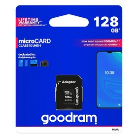 GOODRAM atminties kortelė microSD 128GB 100MB/s class 10 UHS I su SD adapteriu