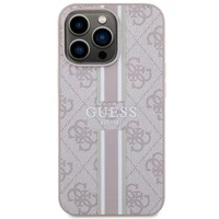 Guess GUHMP13LP4RPSP iPhone 13 Pro / 13 6.1" rožinė/rožinė kietas dėklas 4G Printed Stripes MagSafe