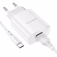 Borofone Sieninis įkroviklis BN1 Innovative - USB - 2,1A su USB į Type C baltas