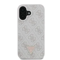 Guess Odinis Crossbody dėklas telefonui iPhone 16 su metaliniu logotipu ir Strass - rožinis