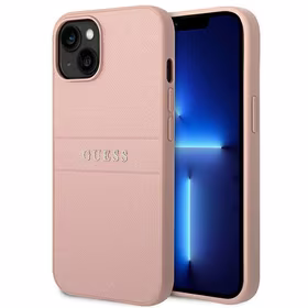 Guess Saffiano dirželis dėklas telefonui iPhone 14 Plus - rožinė