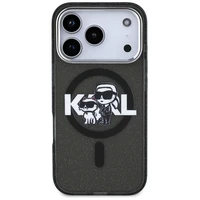 KARL LAGERFELD dėklas telefonui IPHONE 17 Pro, suderinamas su magnetiniu MagSafe (KLHMP17LHGKCGKBK, IML Glitter k&C Sketch Logo) juodas