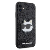Karl Lagerfeld KLHCN61G2CPK iPhone 11 / Xr 6.1" juodas kietas dėklas Blizgučiai Choupette Emblema