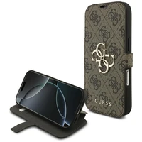 Guess Book 4G Metal Logo dėklas telefonui iPhone 17 Pro - rudas