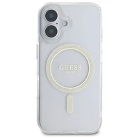 Guess GUHMP16MHFGERET iPhone 16 Plus 6.7" skaidrus kietas dėklas IML Glitter Circle Magnetinis