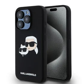 Karl Lagerfeld Silikoninis Karl&Choupette Ring MagSafe dėklas iPhone 15 Pro Max - juodas