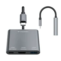Hub Wozinsky WHCH-01 USB-C PD 100W HDMI 4K@30Hz USB-A 10Gbps - pilkas