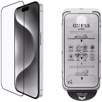 Guess BP Rhinestone 2in1 apsauginio stiklo ir kameros lęšio rinkinys iPhone 16 Pro Max - auksinis