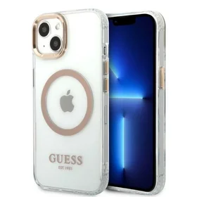 Guess GUHMP13MHTRMD iPhone 13 6.1 "auksinis / auksinis kietas dėklas Metalinis kontūras Magnetinis