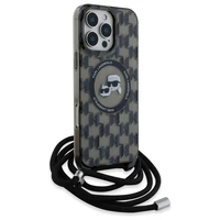 Karl Lagerfeld IML Crossbody Monograma Karl & Choupette Head Magnetinis Dėklas iPhone 16 Pro Max - Juodas