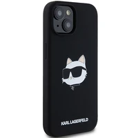 Karl Lagerfeld Silikoninis Choupette Head Magnetinis dėklas telefonui iPhone 15 Plus / 14 Plus – juodas