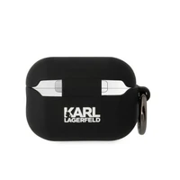 Karl Lagerfeld KLAP2RUNIKK AirPods Pro 2 dėklas juodas/juodas Silikoninis Karl Head 3D