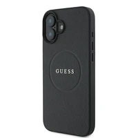 Dėklas telefonui Guess Grūdėtas auksinis žiedas MagSafe iPhone 16 Plus - juodas