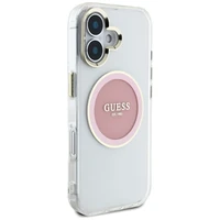 Guess IML Metal Colored Circle Classic Logo Magnetinis dėklas telefonui iPhone 16 - rožinis