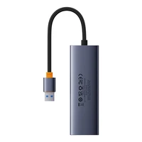 4in1 Hub Baseus UltraJoy USB-A į USB 3.0 + RJ45 (kosminis pilkas)