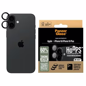 PanzerGlass Hoops Juodas Objektyvo apsauga iPhone 16 6.1" / 16 Plus 6.7" 1283