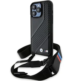 BMW M Edition Carbon Stripe & Strap dėklas telefonui iPhone 15 Pro - juodas