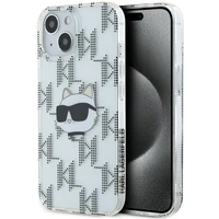 Karl Lagerfeld IML Choupette galvos ir monogramos dėklas iPhone 15 / 14 / 13 - permatomas