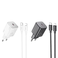 Įkroviklis Hoco USB-C QC PD 20W + kabelis USB-C į Lightning N40 juodas