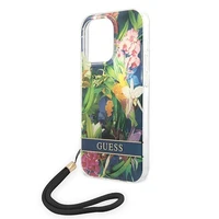 Guess GUOHCP14XHFLSB iPhone 14 Pro Max 6.7 "mėlynas/mėlynas kietas dėklas Gėlių dirželis