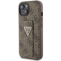 Guess dėklas telefonui su stovu Grip Stand 4G Triangle Strass iPhone 15 - rudas
