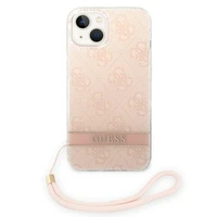 Guess GUOHCP14MH4STP iPhone 14 Plus 6.7 "rožinis / rožinis kietas dėklas 4G spauda Dirželis