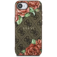 Guess 4G Flowers Print Magnetinis dėklas telefonui iPhone 16e - rudas