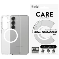 CARE by PanzerGlass Flagship Urban Combat White QI dėklas telefonui Samsung Galaxy S25 - permatomas