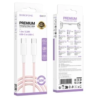 Borofone kabelis BX117 Source - Type C į Type C - PD 60W 3A 1 metras rožinis
