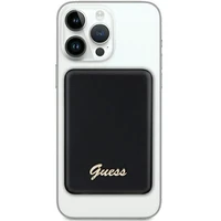 Guess Magnetinė Metalinis Script Logotipas indukcinė išorinė baterija 15W 5000mAh - juoda