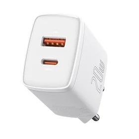 Įkroviklis Baseus Compact Quick Charger 20W USB-C/USB-A baltas CCXJ-B02