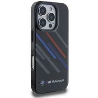 BMW Motosport IML atsitiktinės juostos iPhone 16 Pro dėklas - juodas