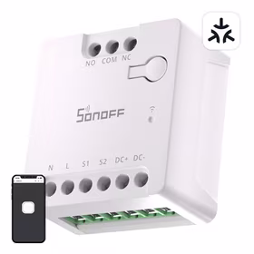 SONOFF MINI-D išmanusis WiFi Matter jungiklis (AC/DC 12-48V, sausas kontaktas)