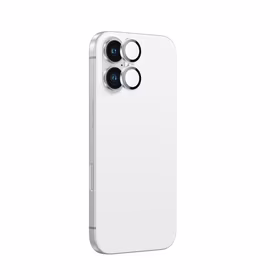 AmazingThing AR aliuminio 2 objektyvų stiklas su objektyvo rėmeliu iPhone 16 / 16 Plus - baltas