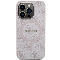 Guess dėklas telefonui iPhone 15 Pro Max 6,7" GUHMP15XG4GFRP rožinis HC MAGSAFE PU 4G RING CLASSIC LOGO